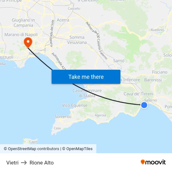 Vietri to Rione Alto map