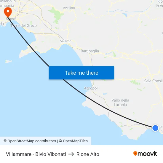Villammare - Vibonati Junction to Rione Alto map