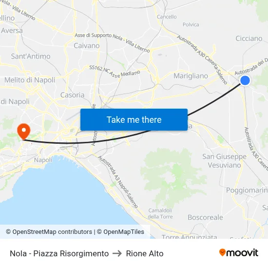 Nola - Risorgimento Square to Rione Alto map