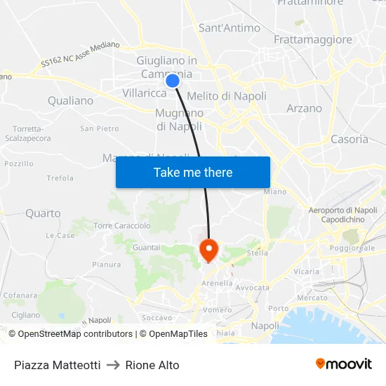 Matteotti Square to Rione Alto map