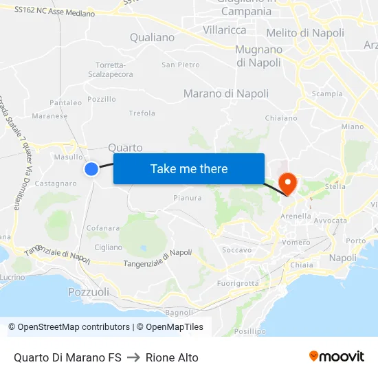 Quarto Di Marano FS to Rione Alto map