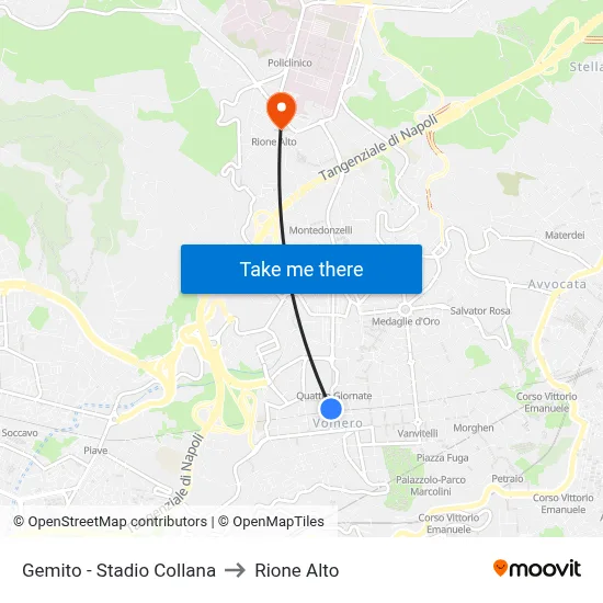Gemito - Collana Stadium to Rione Alto map