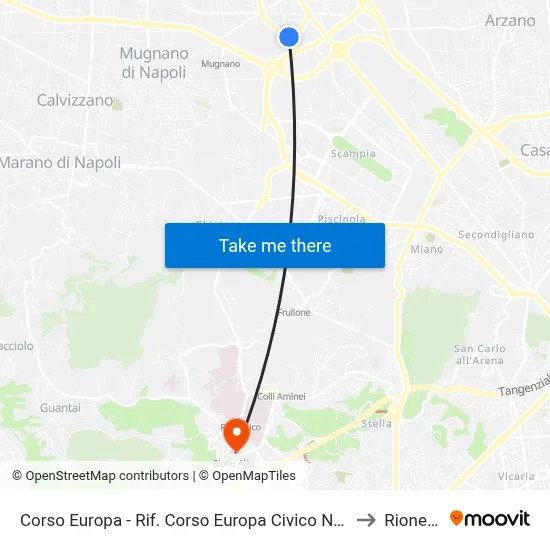 Corso Europa - Rif. Corso Europa Civico N° 374 Parco G. B. to Rione Alto map