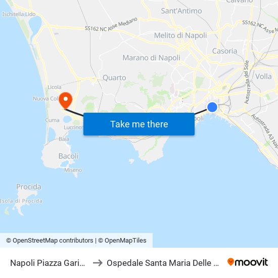 Napoli Piazza Garibaldi to Ospedale Santa Maria Delle Grazie map