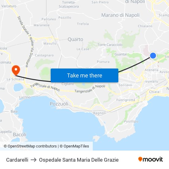 Cardarelli to Ospedale Santa Maria Delle Grazie map