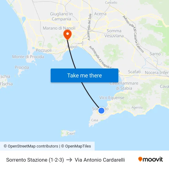 Sorrento Stazione (1-2-3) to Via Antonio Cardarelli map