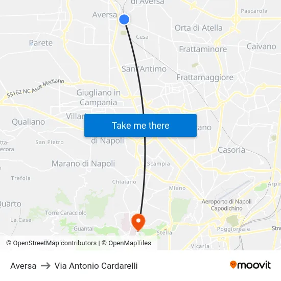 Aversa to Via Antonio Cardarelli map