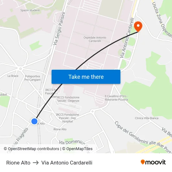 Rione Alto to Via Antonio Cardarelli map