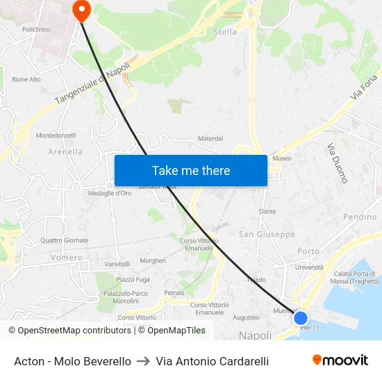Acton - Molo Beverello to Via Antonio Cardarelli map