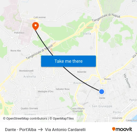 Dante - Port'Alba to Via Antonio Cardarelli map