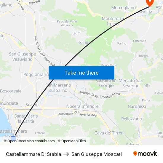 Castellammare Di Stabia to San Giuseppe Moscati map