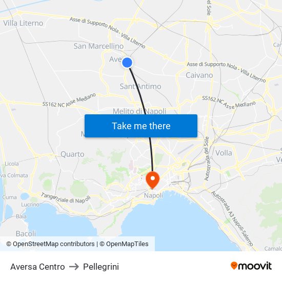 Aversa Centro to Pellegrini map