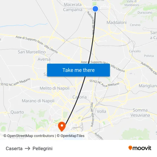 Caserta to Pellegrini map