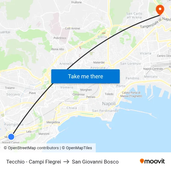 Tecchio - Campi Flegrei to San Giovanni Bosco map