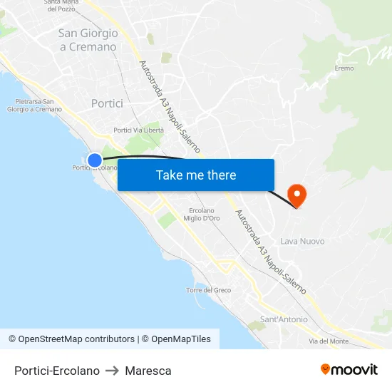 Portici-Ercolano to Maresca map