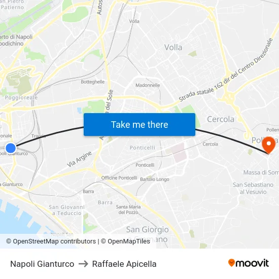 Napoli Gianturco to Raffaele Apicella map