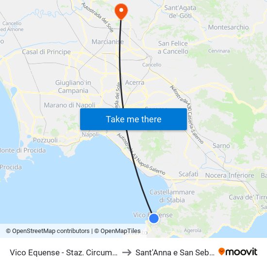 Vico Equense - Staz. Circumvesuviana to Sant'Anna e San Sebastiano map