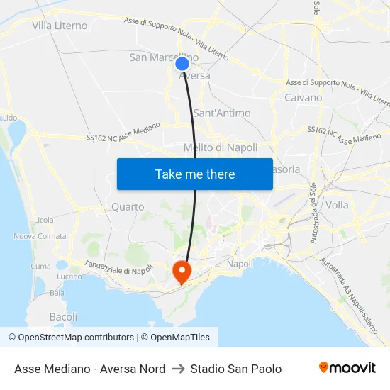Asse Mediano - Aversa Nord to Stadio San Paolo map