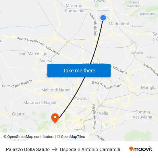 Health Palace to Antonio Cardarelli Hospital map