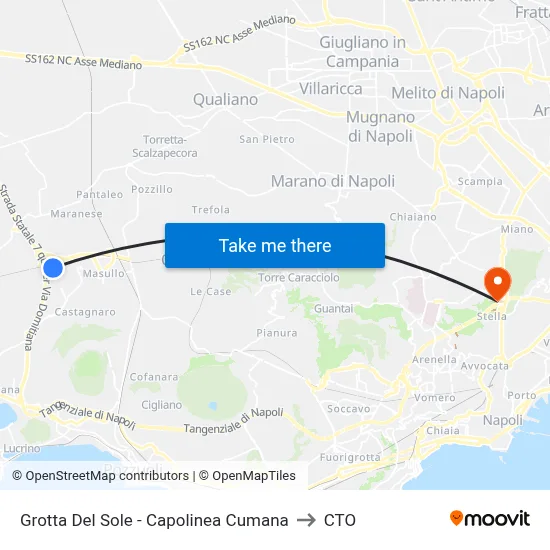 Grotta Del Sole - Capolinea Cumana to CTO map