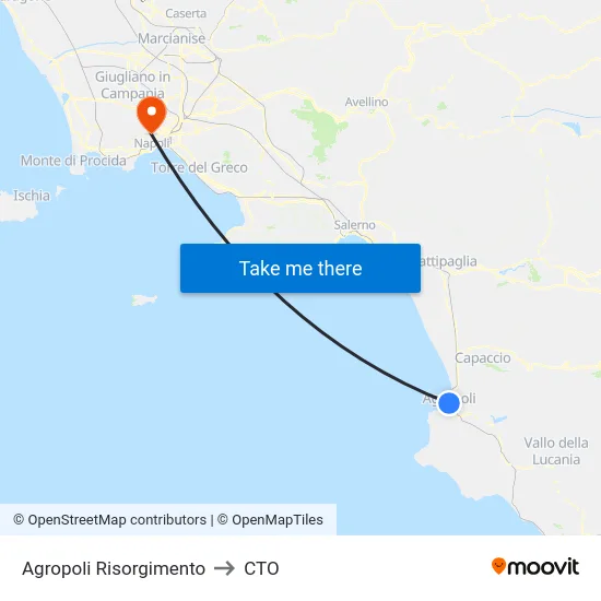 Agropoli Risorgimento to CTO map