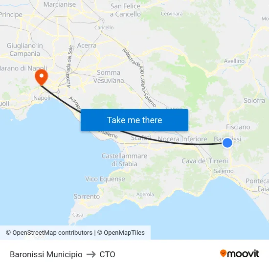 Baronissi Municipio to CTO map
