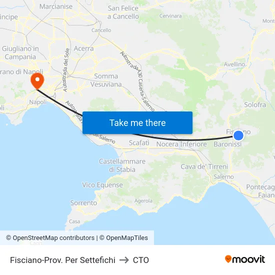 Fisciano-Prov. Per Settefichi to CTO map
