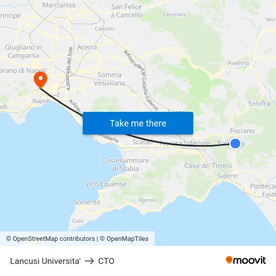 Lancusi Universita' to CTO map