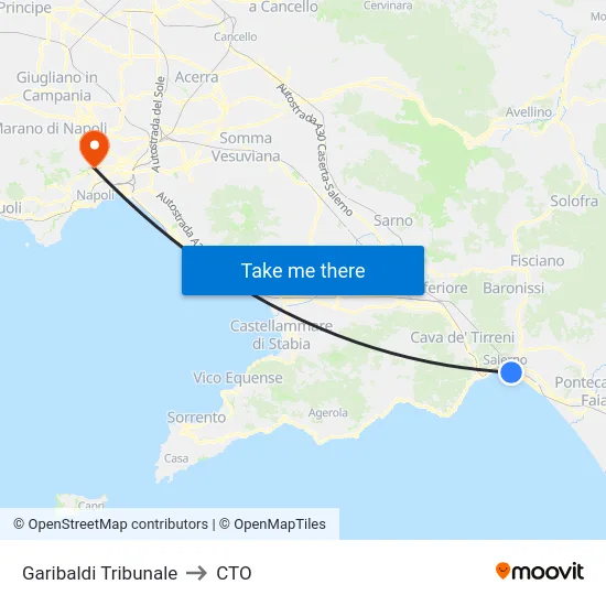 Garibaldi Tribunale to CTO map
