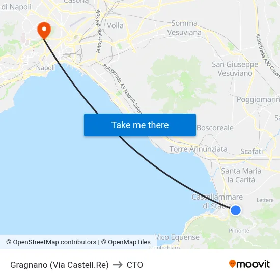 Gragnano (Castellammare Road) to CTO map