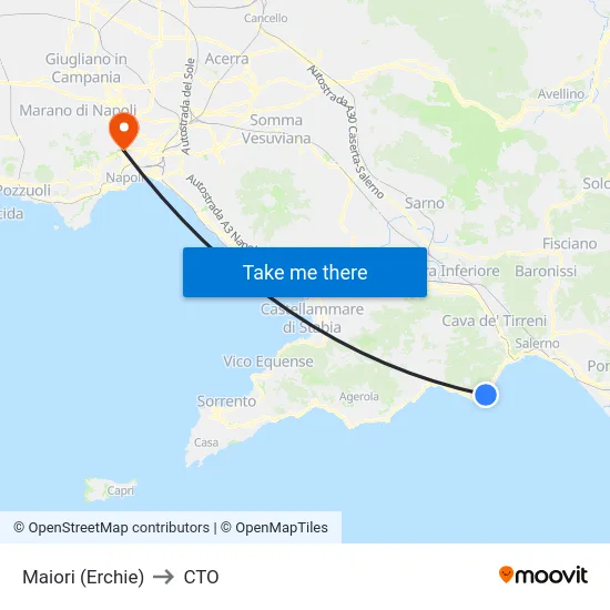 Maiori (Erchie) to CTO map