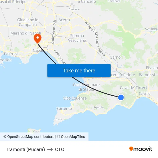 Tramonti (Pucara) to CTO map