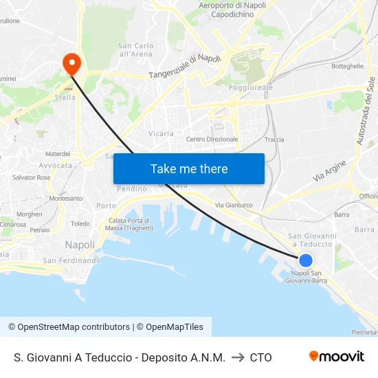 S. Giovanni A Teduccio - Deposito A.N.M. to CTO map