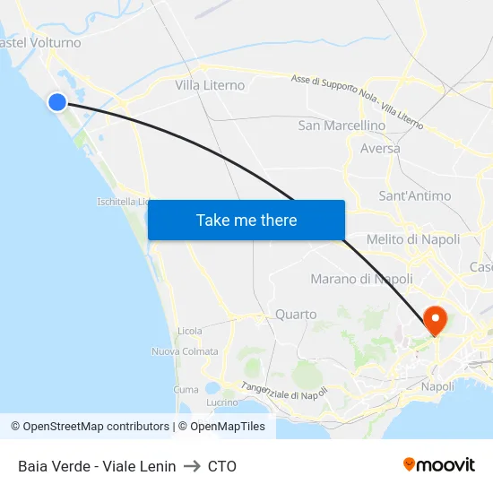 Baia Verde - Viale Lenin to CTO map