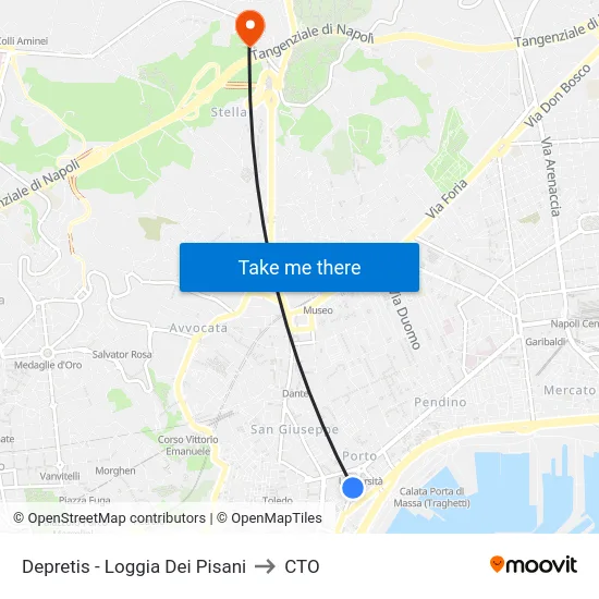 Depretis - Loggia Dei Pisani to CTO map