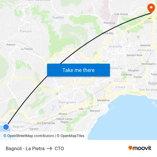 Bagnoli - La Pietra to CTO map