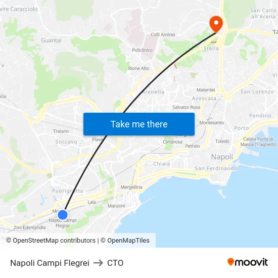 Napoli Campi Flegrei to CTO map