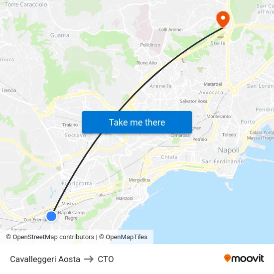 Cavalleggeri Aosta to CTO map