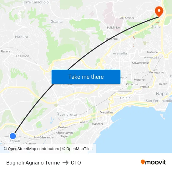 Bagnoli-Agnano Terme to CTO map