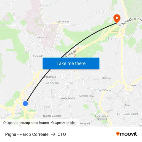 Pigna - Parco Correale to CTO map
