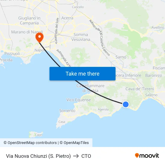 Via Nuova Chiunzi (St. Peter) to CTO map