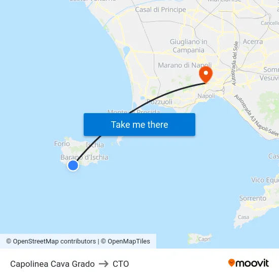Capolinea Cava Grado to CTO map