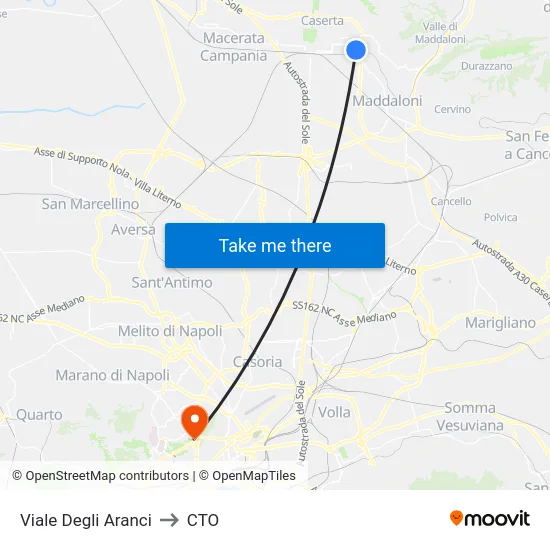 Viale Degli Aranci to CTO map