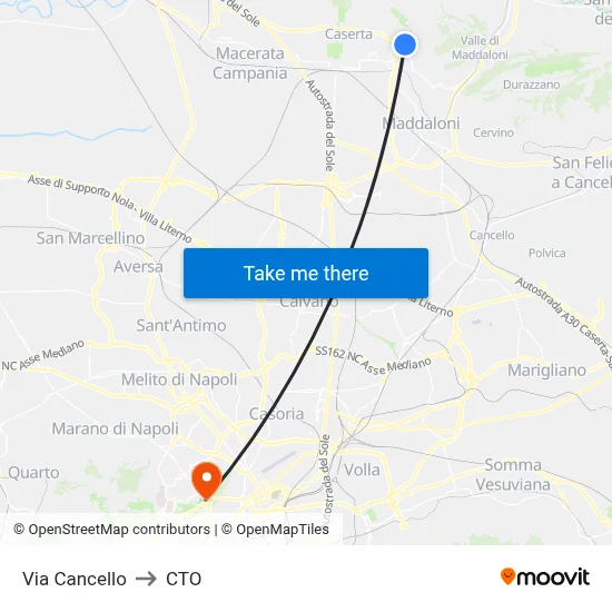 Via Cancello to CTO map