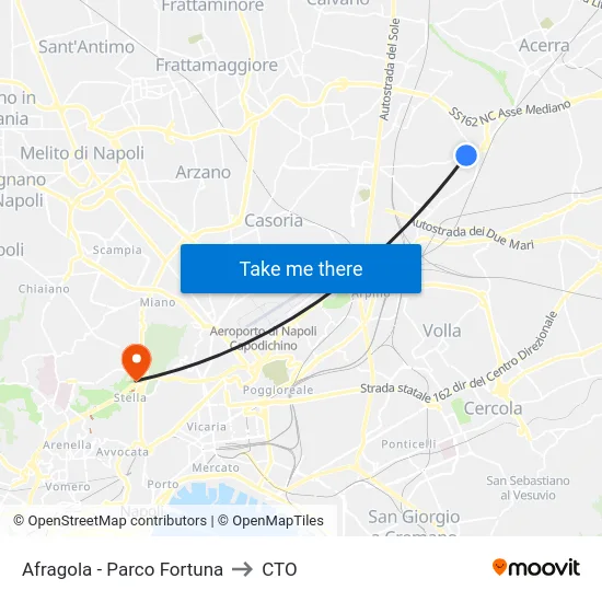 Afragola - Parco Fortuna to CTO map