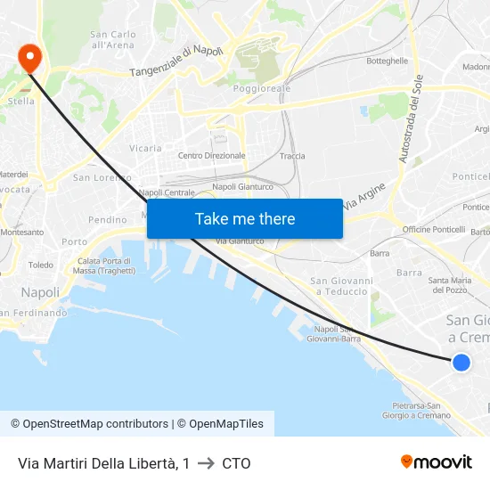 Via Martiri Della Libertà, 1 to CTO map