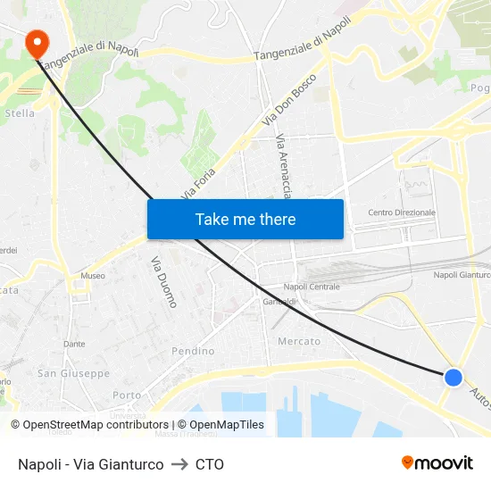Napoli - Via Gianturco to CTO map