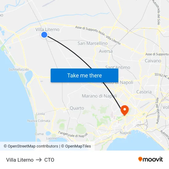 Villa Literno to CTO map