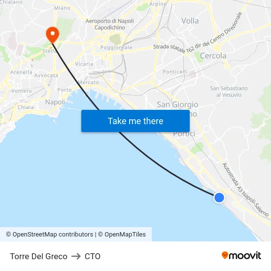 Torre Del Greco to CTO map
