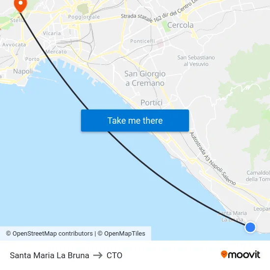 Santa Maria La Bruna to CTO map